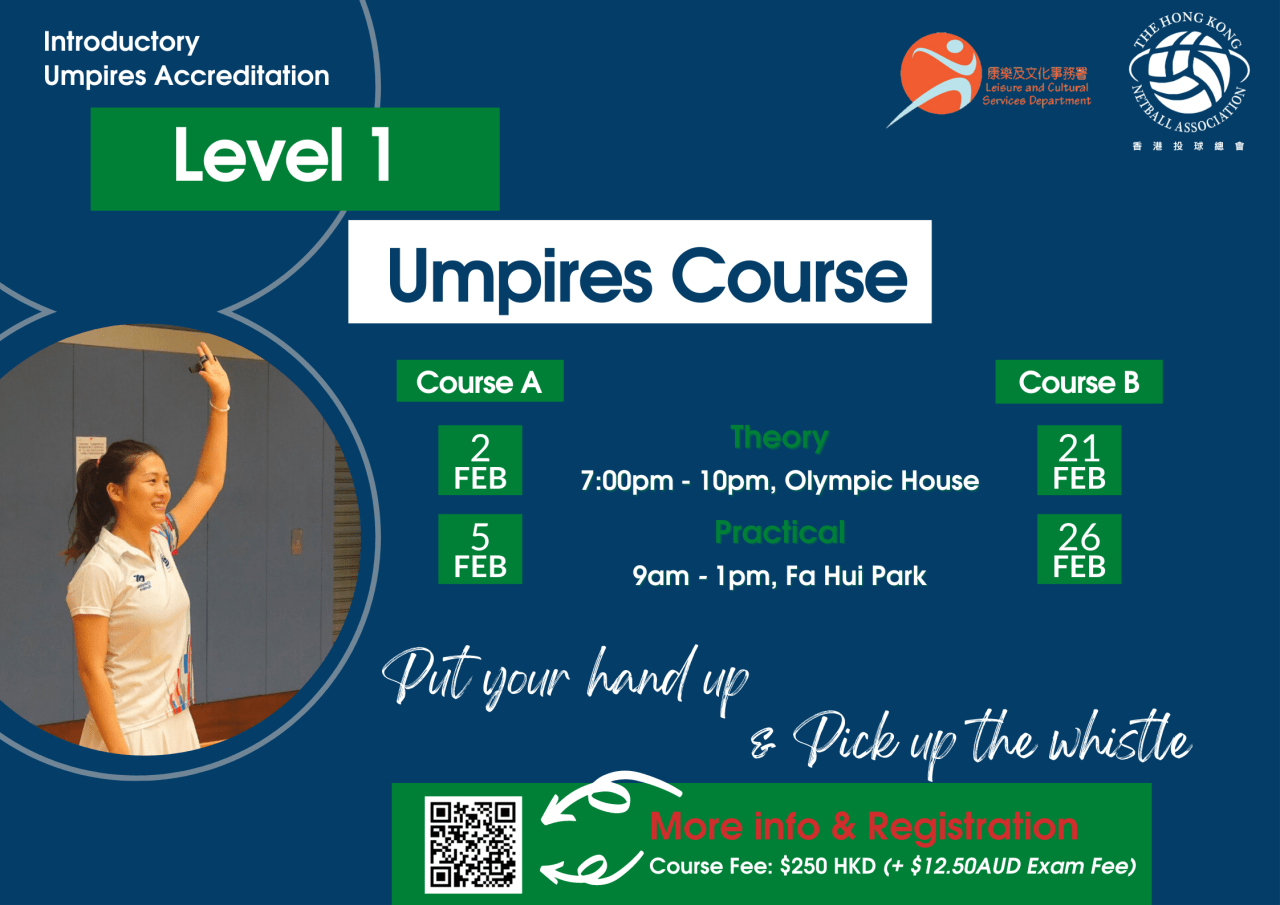 Introductory Umpires Accreditation Level 1 Umpires Course 2023 Netball